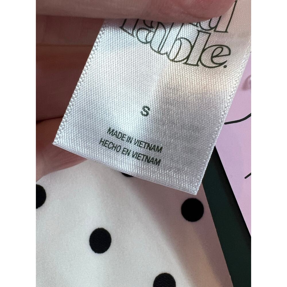 Polka Dot Ruffle Bikini Bottom New Sz Small Flirty Low Rise Swimsuit Black White - Picture 5 of 9